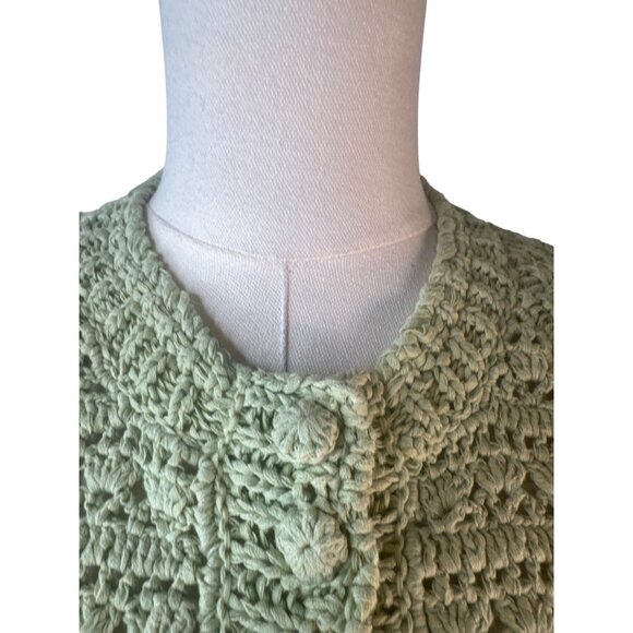 2/$30 ZARA Green Cropped Knit Cardigan S Cotton & Polyamide - Picture 9 of 13